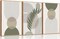 3 Pcs Sage Green Boho Canvas Wall Art Mid-Century Modern Neutral Minimalist Abstract Bohemia Plant Geometric Line Pictures Wall Decor Poster Print Artwork for Living Room Bedroom Decoration Unframed